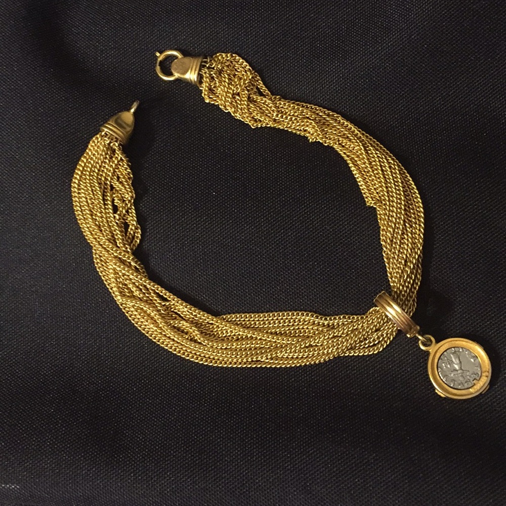 Carolee designer gold plated necklace with coin